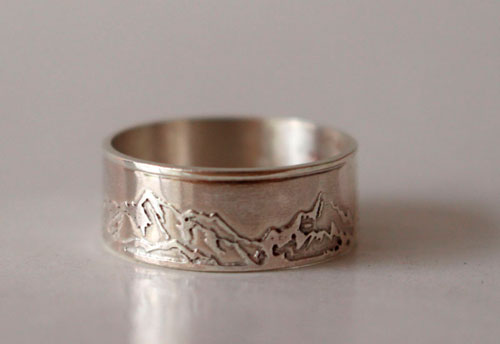 Montagne, bague chaine de montagnes en argent