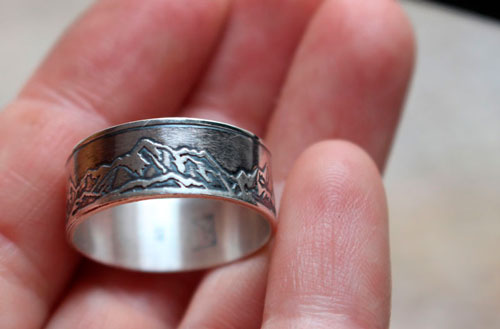 Montagne, bague chaine de montagnes en argent