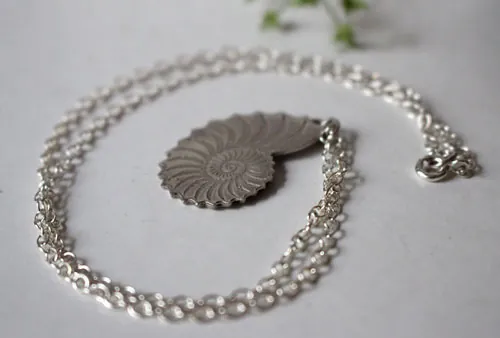 Nautiloïde, collier éternel nautilus en argent