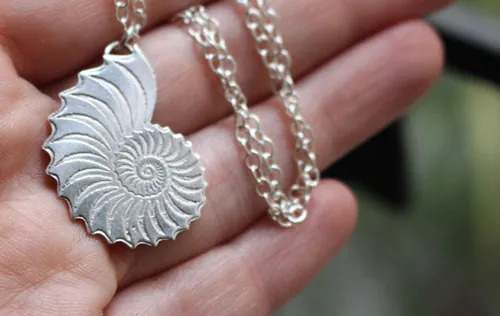 Nautiloïde, collier éternel nautilus en argent