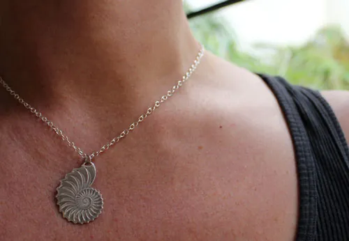 Nautiloïde, collier éternel nautilus en argent