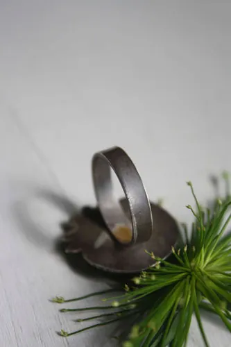 Nénufar, bague étang, nénuphar et lotus en argent et jaspe impérial royal