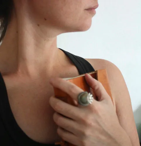 Nénufar, bague étang, nénuphar et lotus en argent et jaspe impérial royal