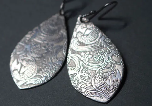Nishikigoi, boucles d’oreilles carpe koï japonaise en argent