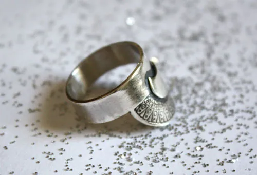 Nokomis, bague soleil et lune amérindien en argent
