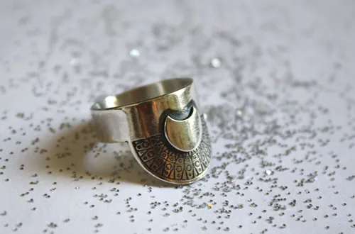 Nokomis, bague soleil et lune amérindien en argent