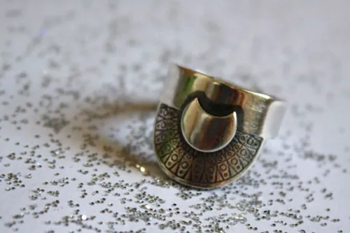 Nokomis, bague soleil et lune amérindien en argent