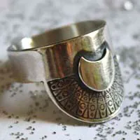 Nokomis, bague soleil et lune amérindien en argent