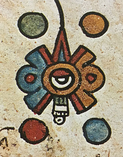 Nahui ollin, collier équinoxe et solstice aztèque en argent