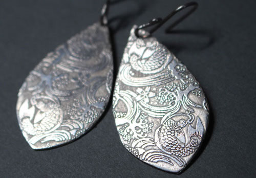 Nishikigoi, boucles d’oreilles carpe koï japonaise en argent