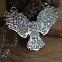 Nocturne, collier hibou protecteur de la nuit en argent