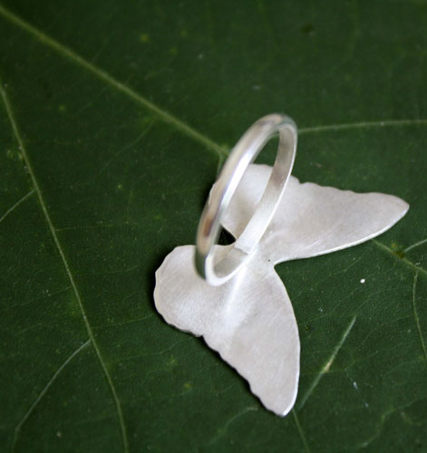Nymphalidae, bague papillon monarque en argent