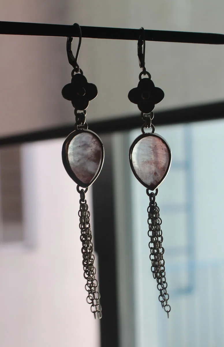 O-hanami, boucles d’oreilles fleurs de cerisier en argent et quartz rose