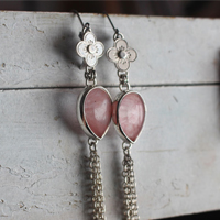 O-hanami, boucles d’oreilles fleurs de cerisier en argent et quartz rose