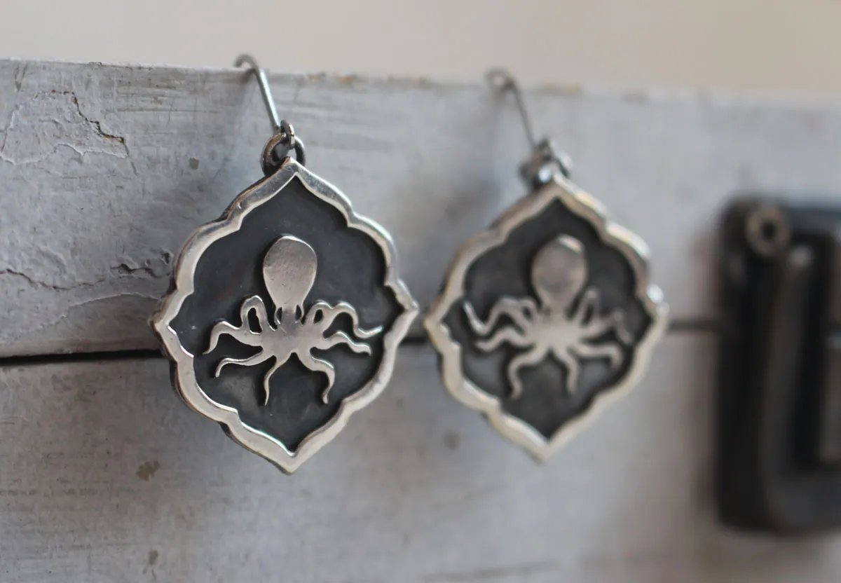 Octopus, boucles d’oreilles pieuvre en argent