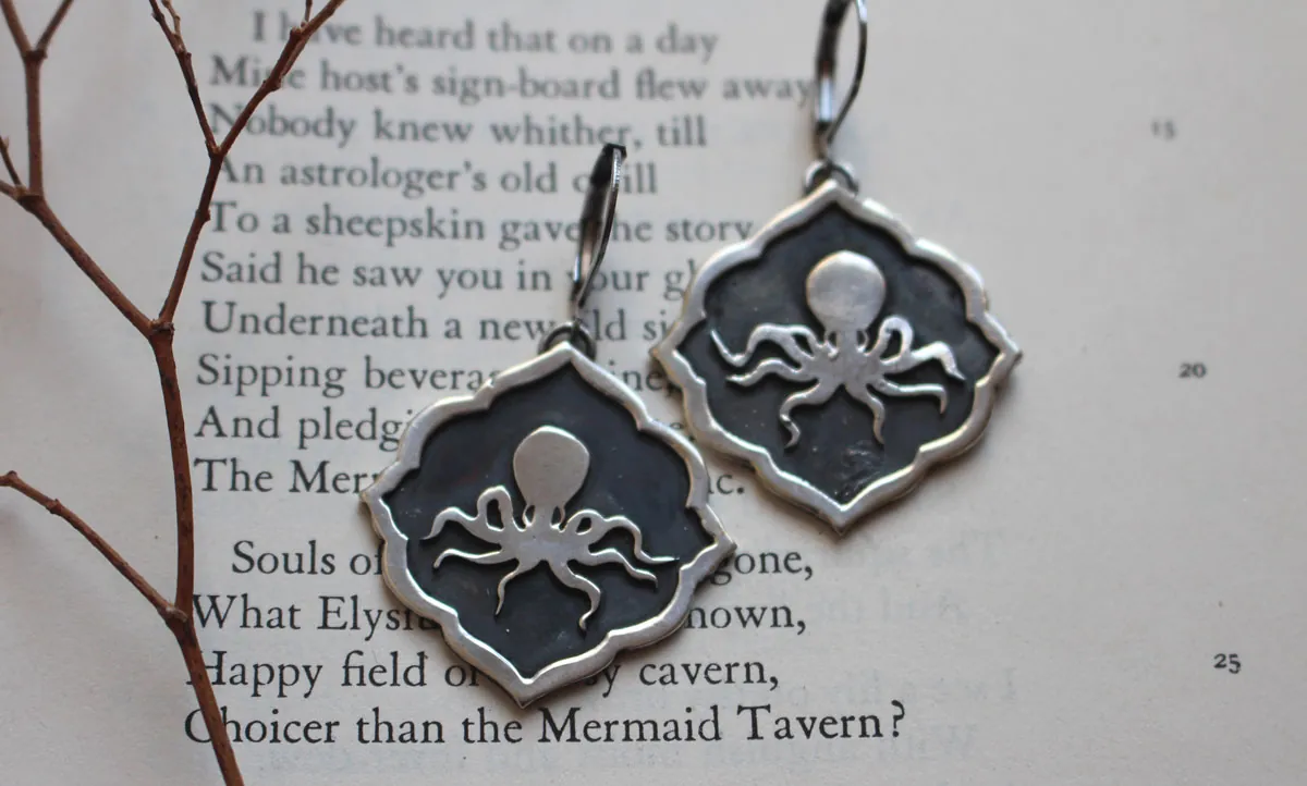 Octopus, boucles d’oreilles pieuvre en argent