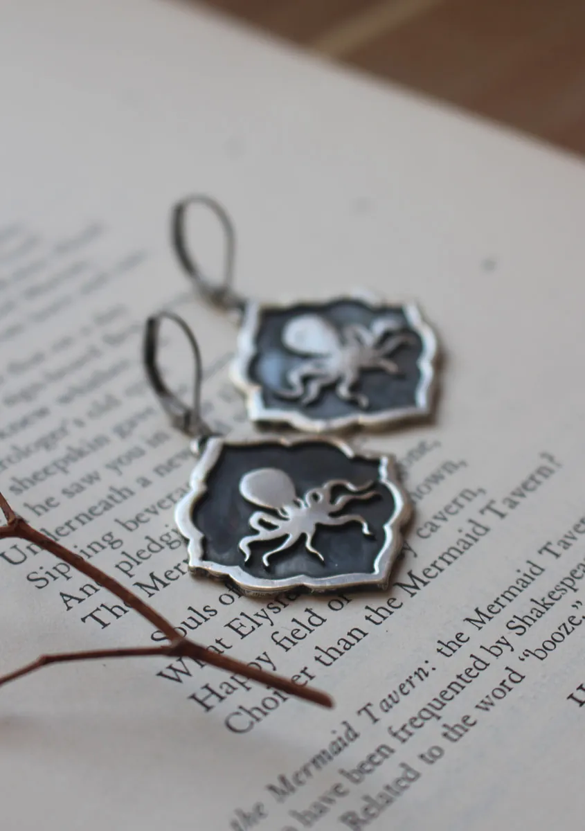 Octopus, boucles d’oreilles pieuvre en argent