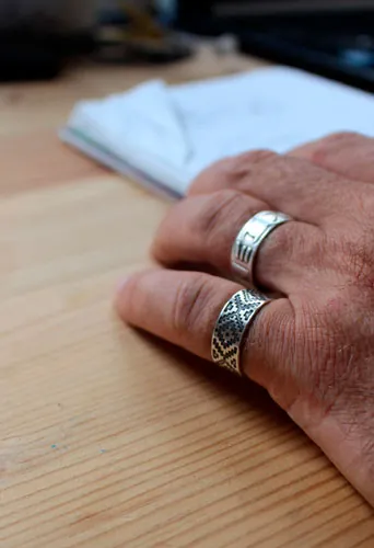 Ojo de dios, bague géométrique huichol en argent