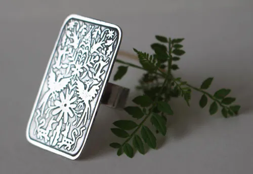 Otomi, bague bestiaire tribal mexicain en argent