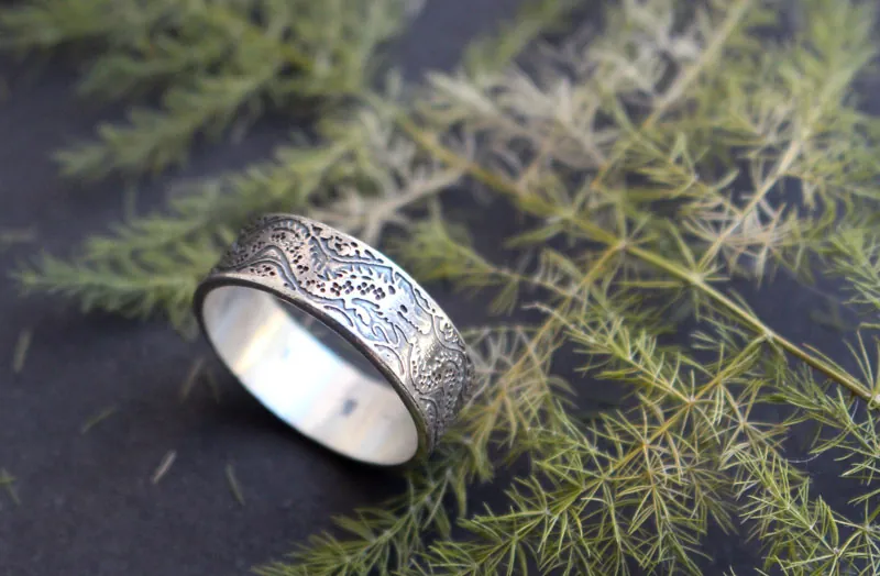 Ouroboros, bague dragon infini en argent