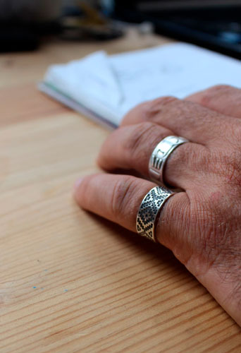 Ojo de dios, bague géométrique Huichol en argent 