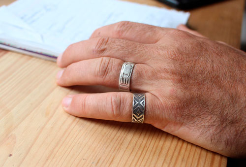 Ojo de dios, bague géométrique huichol en argent
