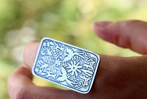 Otomi, bague tribal mexicaine en argent