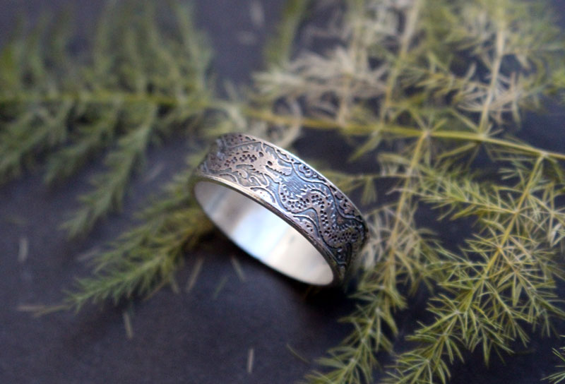 Ouroboros, bague dragon infini en argent