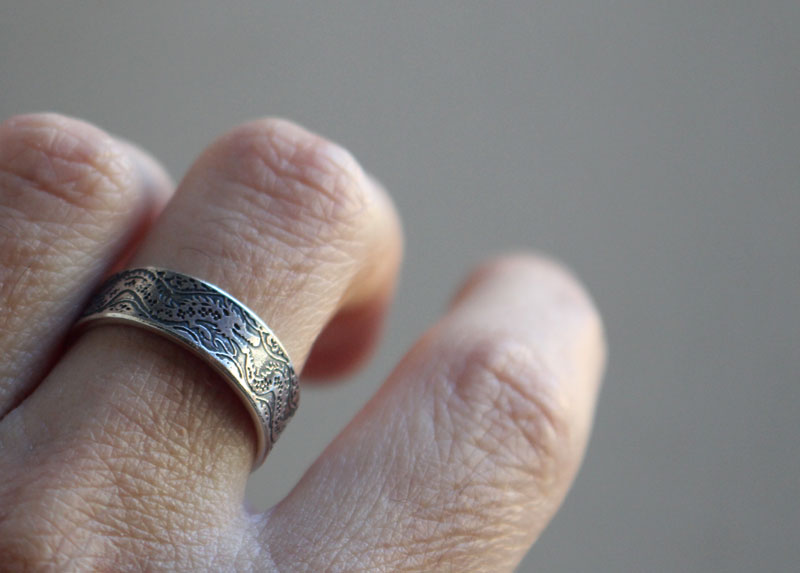 Ouroboros, bague dragon infini en argent