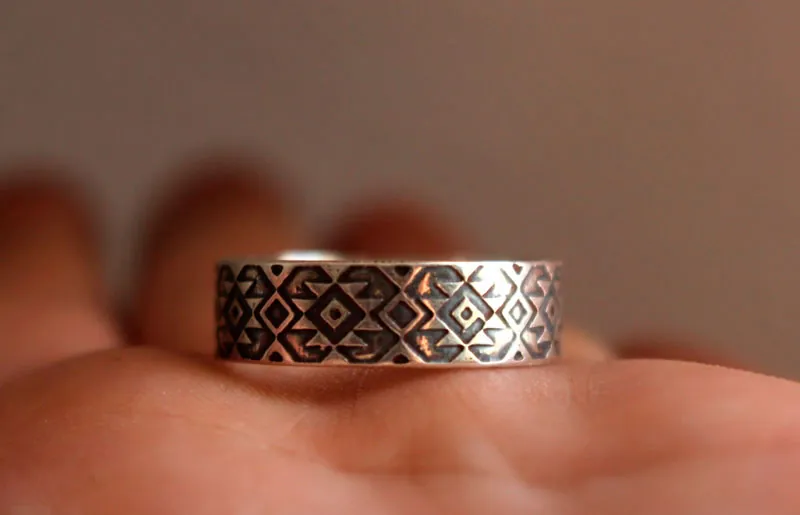 Perception, bague diamant zapotèque mexicain en argent