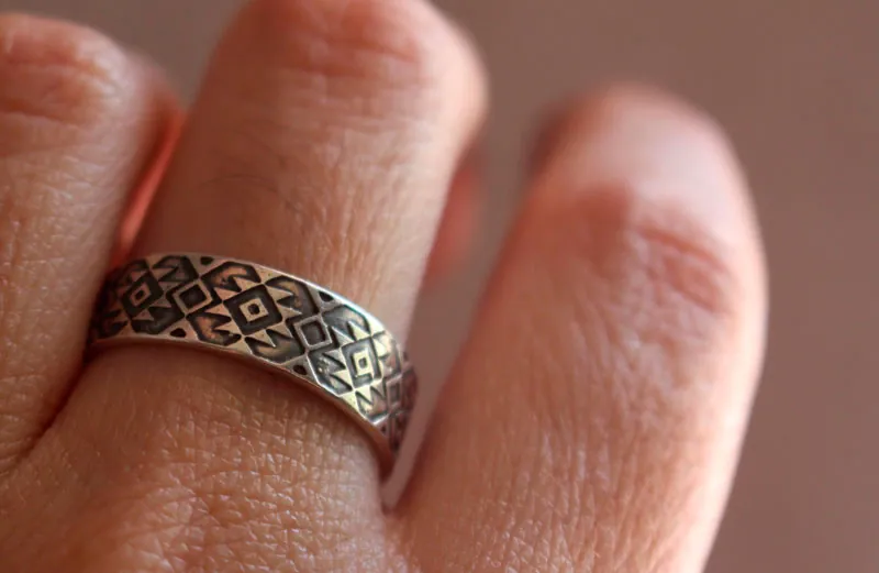 Perception, bague diamant zapotèque mexicain en argent
