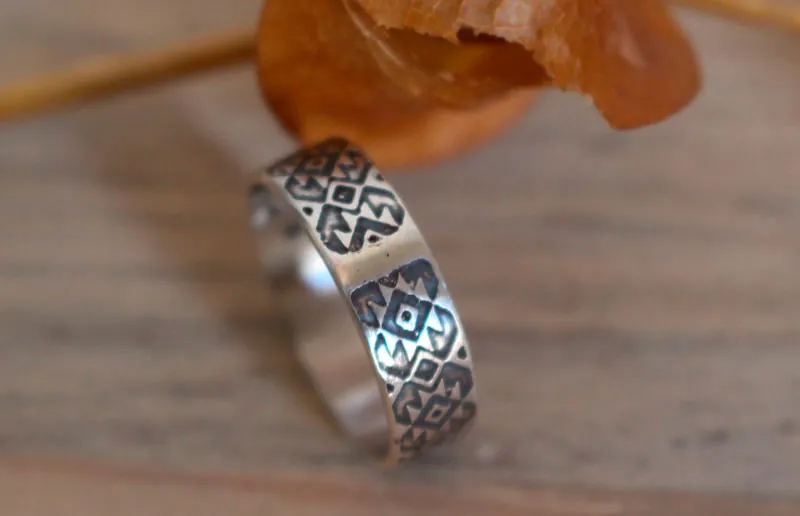 Perception, bague diamant zapotèque mexicain en argent