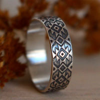 Perception, bague diamant zapotèque mexicain en argent