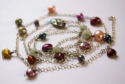 Perles du lagon, collier, chaîne de cheville, bracelet couleurs tropicales en argent, amazonite et perle de culture
