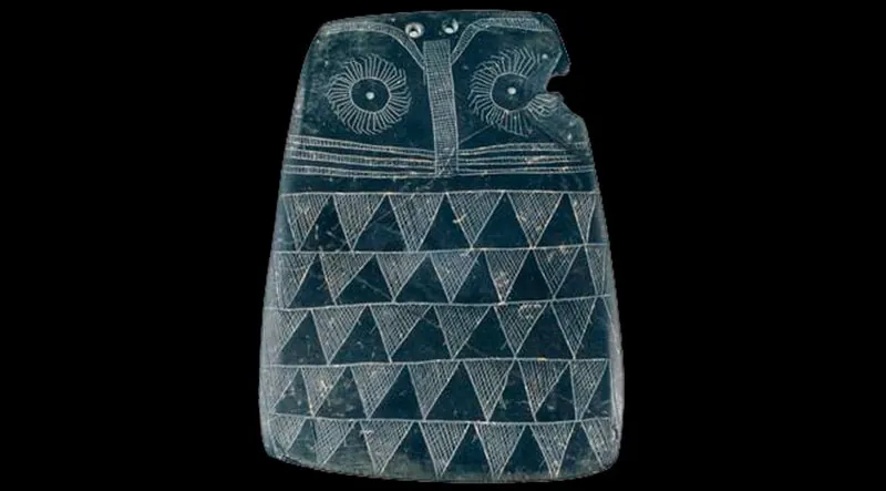 Petit hibou néolithique, collier oiseau de l’âge du Cuivre en argent