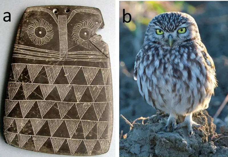 Petit hibou néolithique, collier oiseau de l’âge du Cuivre en argent