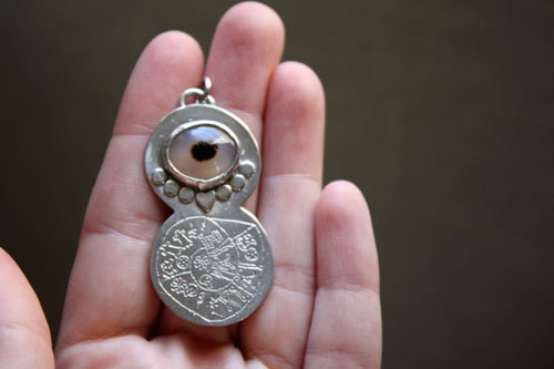 Phaïstos, pendentif disque minoen de Phaïstos en argent et agate dendritique