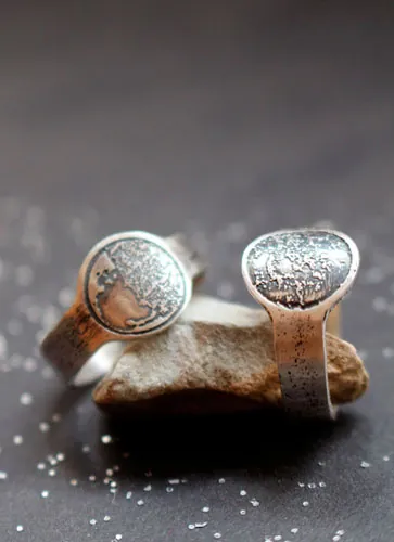 Phase de la lune, bague lunaire personnalisable en argent