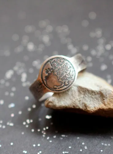 Phase de la lune, bague lunaire personnalisable en argent