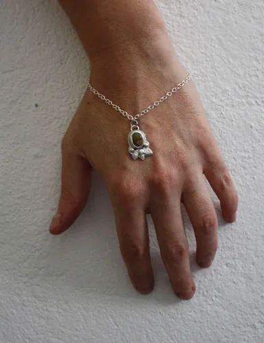 Pierre de mousse, bracelet nid du printemps en argent et turquoise