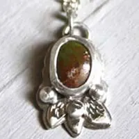 Pierre de mousse, bracelet nid du printemps en argent et turquoise