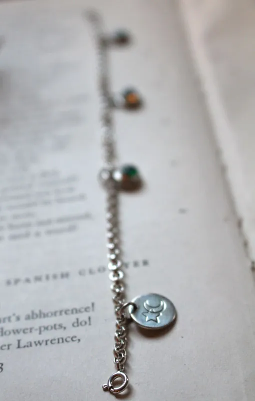 Pierres de naissance, bracelet famille en argent, opale, turquoise et onyx