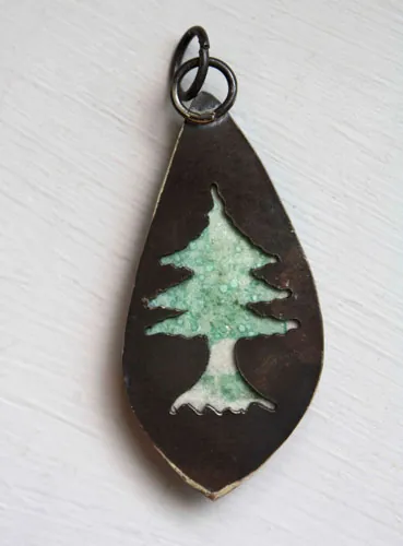 Pin des mers, pendentif littoral Atlantique en argent et variscite