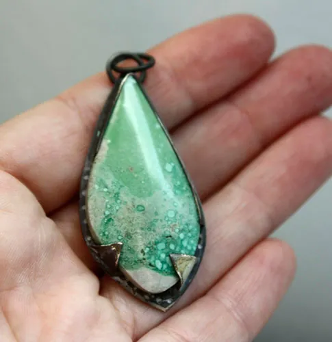 Pin des mers, pendentif littoral Atlantique en argent et variscite