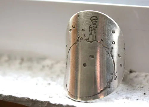 Planète du Petit Prince, bague conte de Saint-Exupéry en argent