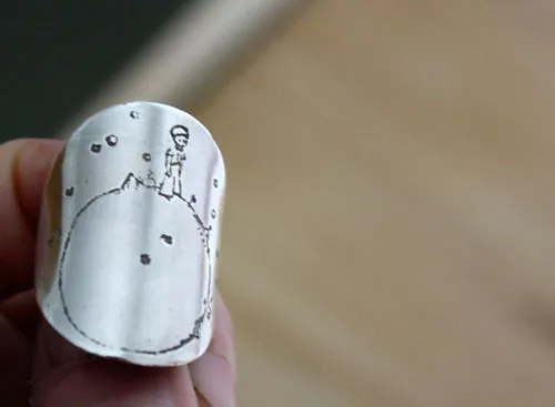 Planète du Petit Prince, bague conte de Saint-Exupéry en argent