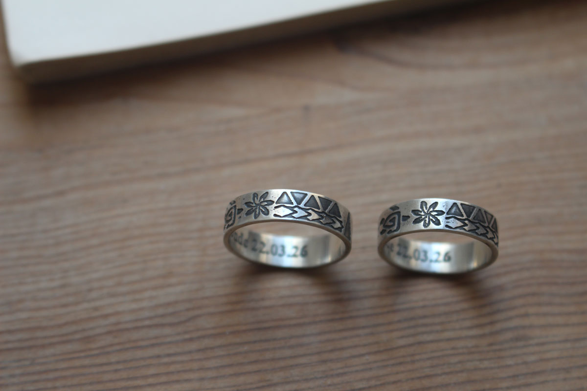 Polynésienne, bague tatouage en argent