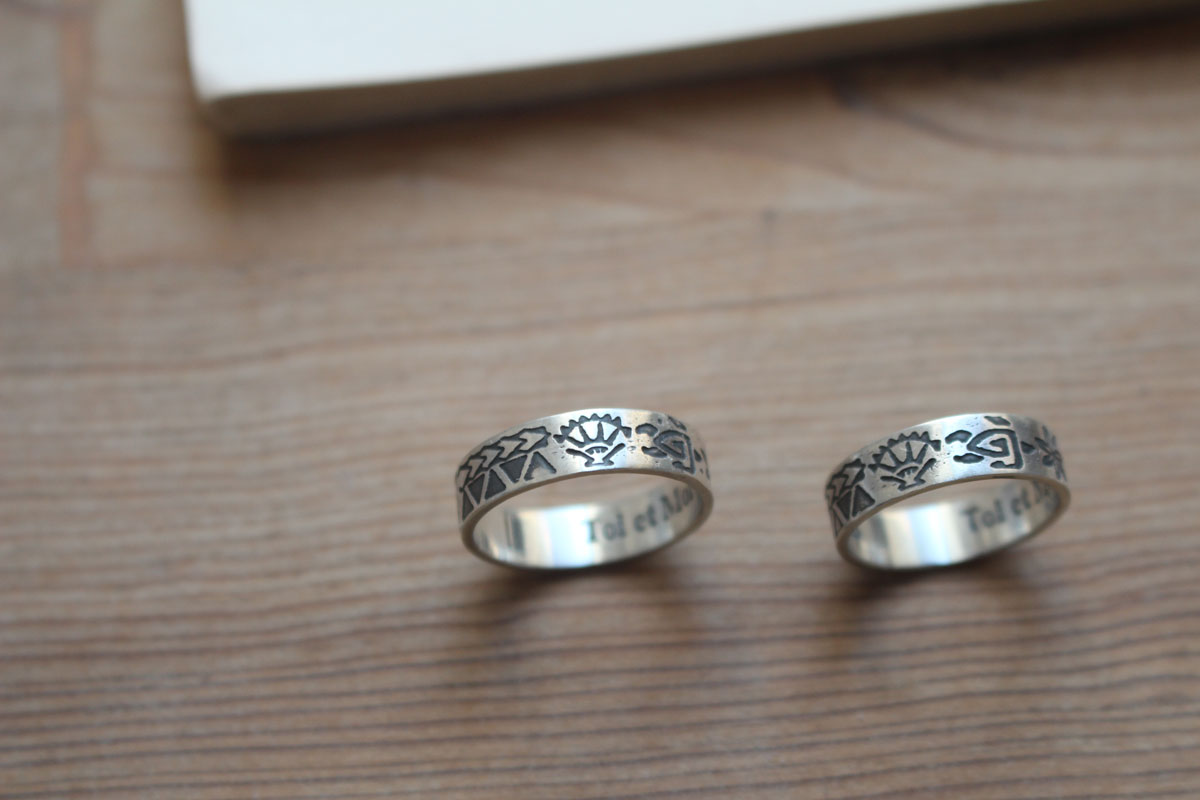 Polynésienne, bague tatouage en argent