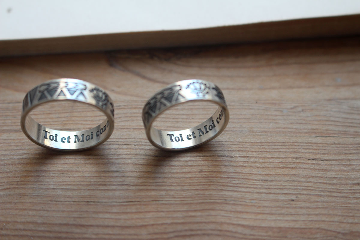 Polynésienne, bague tatouage en argent