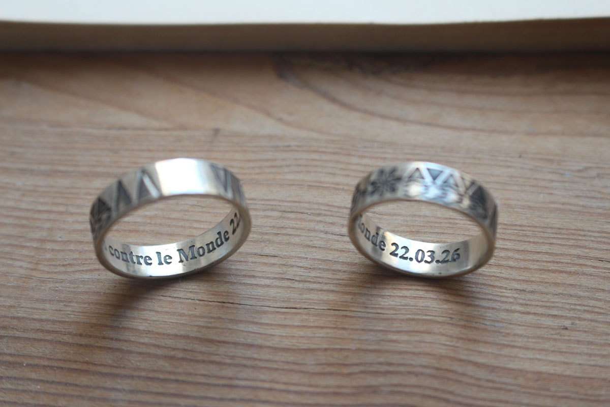 Polynésienne, bague tatouage en argent